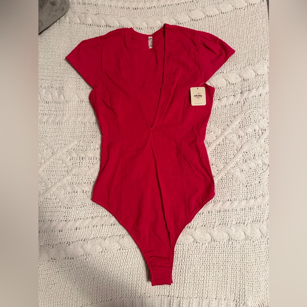Free People Take a Plunge Bodysuit in Pink Phenom
